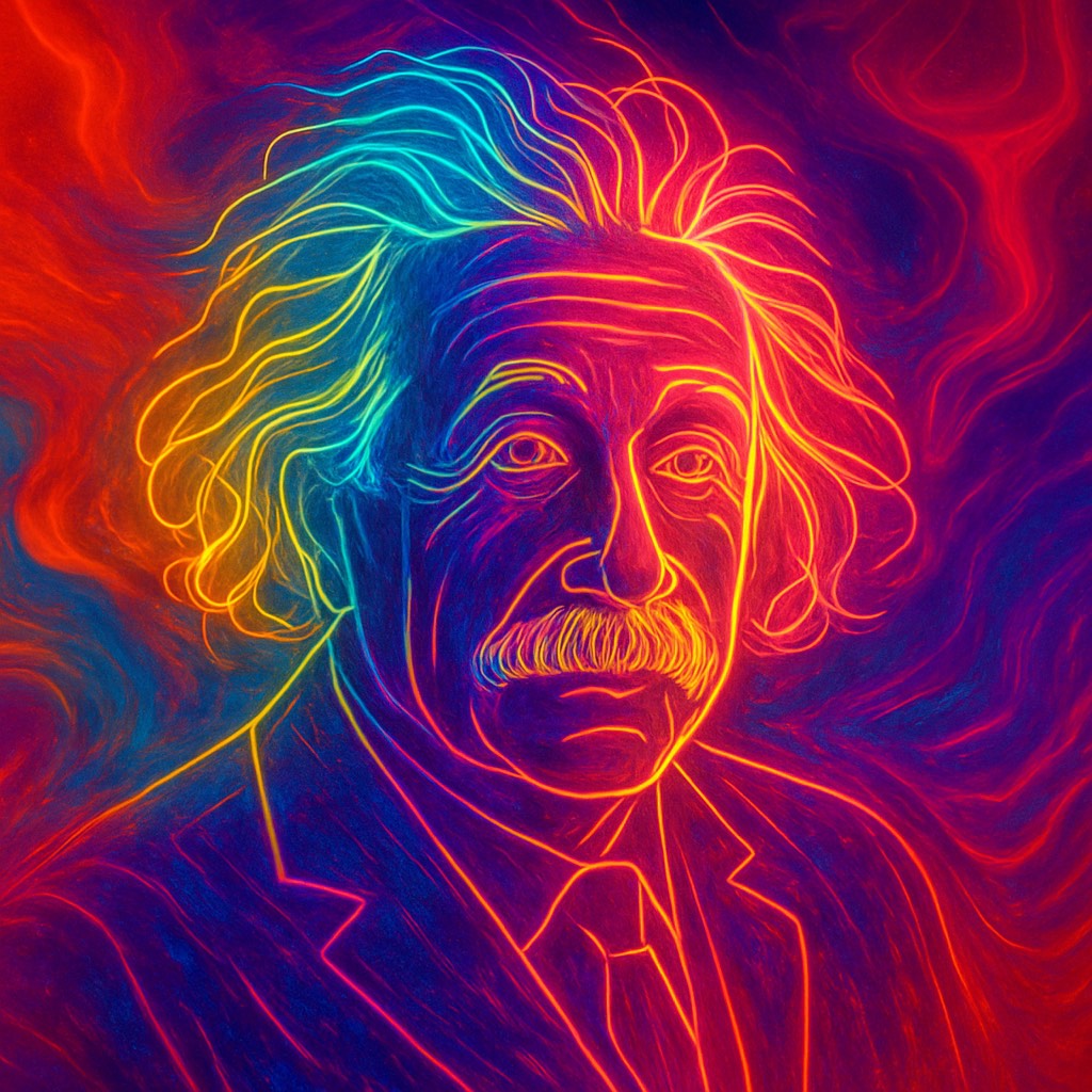 Abstraktes Porträt von Albert Einstein als Illustration für Persönlichkeitstest, MBTI und Big Five
